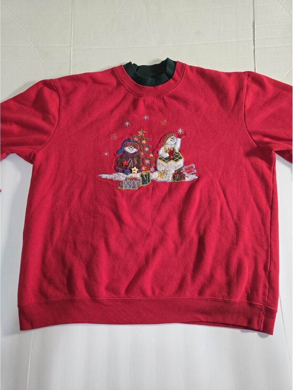Vintage XL Holiday Snowman Sweatshirt Granny Core Ugly Sweater Christmas Party